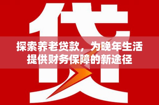 商丘探索养老贷款，为晚年生活提供财务保障的新途径