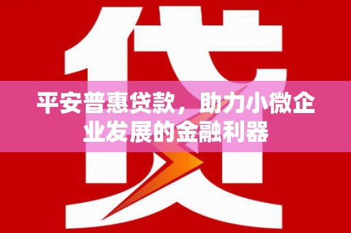 商丘平安普惠贷款，助力小微企业发展的金融利器