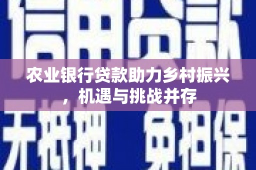 商丘农业银行贷款助力乡村振兴，机遇与挑战并存